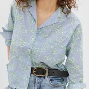 Anthropologie Blue Striped Top